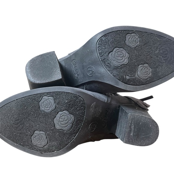 Carlos Santana Grey Suede Booties Fringe Side Zip Size 7.5 - Picture 6 of 8